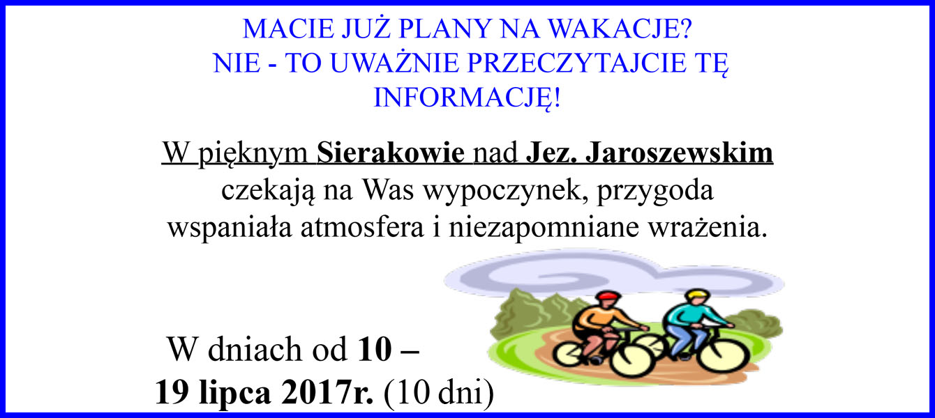 Obóz rowerowo – wypoczynkowy